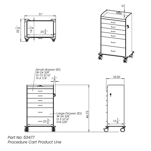 51046 | Procedure Cart with White Drawers